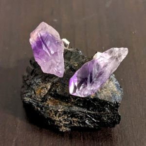 Handmade amethyst stud earrings